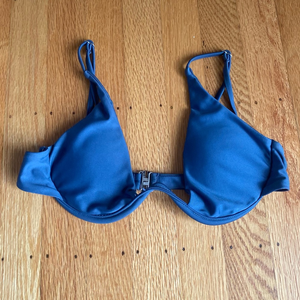 Blueish grey swimsuit underwire top, worn a few times